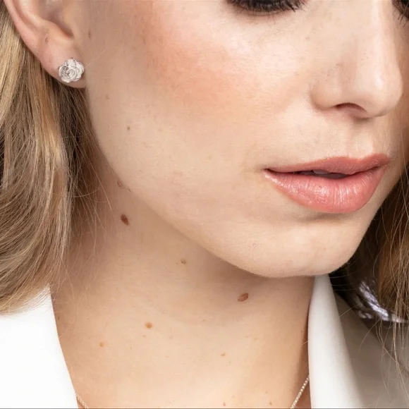 Ladies Dainty Cherry Blossom Detailed Post Stud 925Sterling Silver Plated - Picture 2 of 13